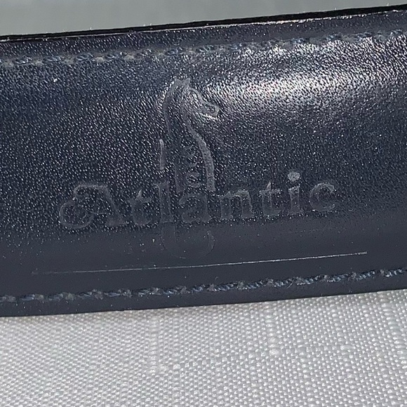 VINTAGE Atlantic Leather Briefcase Crossbody Handbag Navy Blue Attaché Case Luxe - Picture 10 of 15